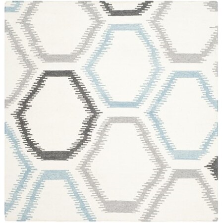 Safavieh Dhurries Hand Woven Flat Weave Square Rug- Ivory - Multi- 6 x 6 ft. DHU655A-6SQ